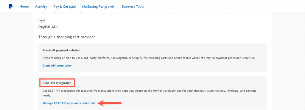 PayPal Business Account - REST API Integration