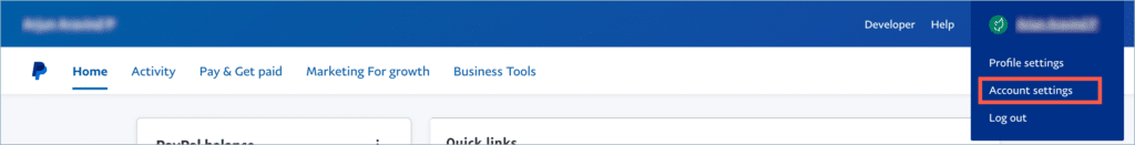 PayPal Business Account - Account Settings